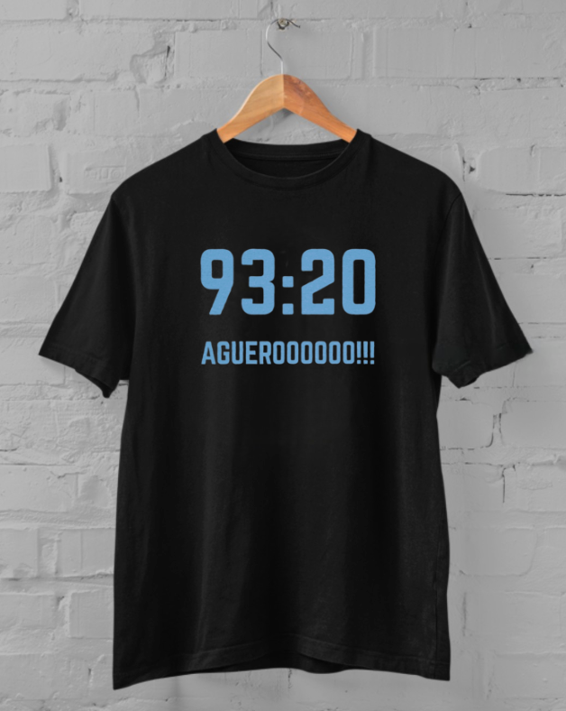Aguero 93:20 | Manchester City | Print | Organic Cotton T-shirt