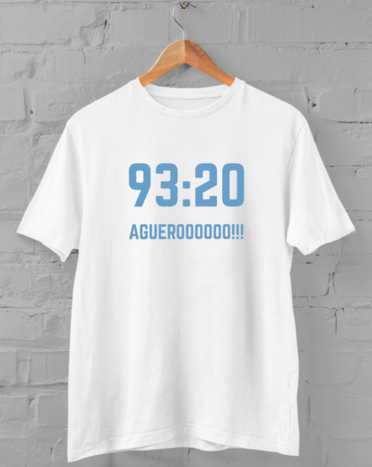 Aguero 93:20 | Manchester City | Print | Organic Cotton T-shirt